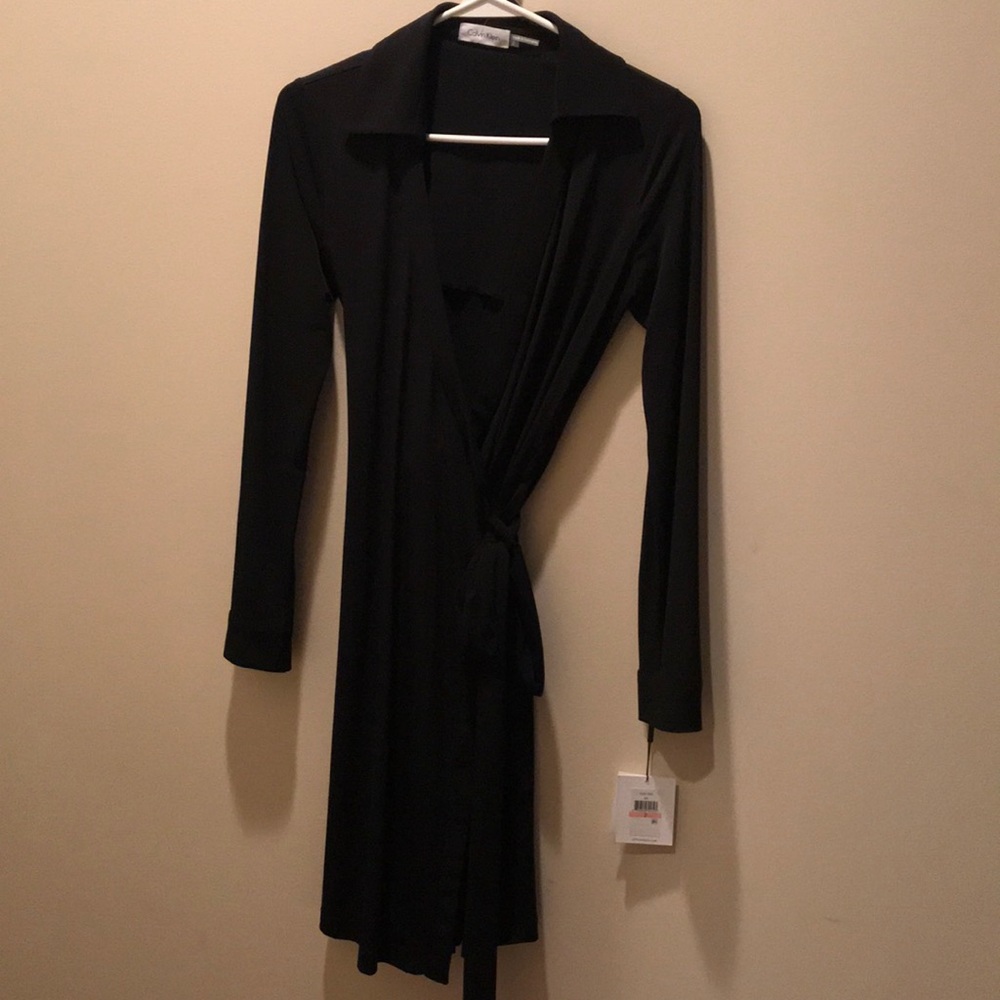 NWT Black Calvin Klein Wrap Dress (size 2)